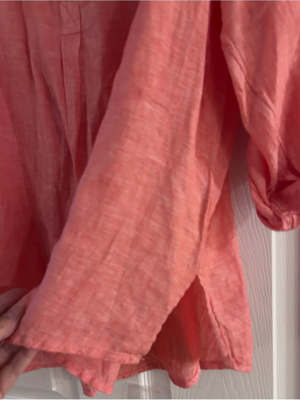 Sigrid Olsen Linen Button Up Top Size 2X Pink Ling Sleeve - Picture 9 of 9